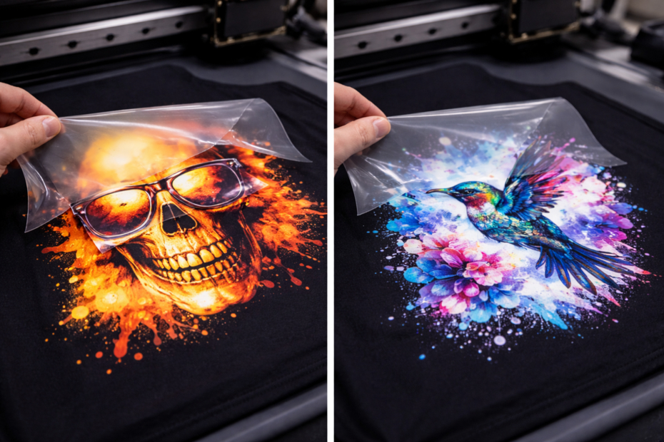 Plné plochy vs jemná grafika u DTF